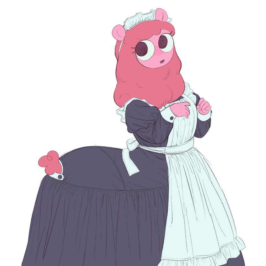 clothing female fur maid_uniform pink_body pink_fur pink_skin pink_wool simple_background solo uniform white_background wool_(fur) 20daysapple centaurworld netflix wammawink alpaca alpaca_taur camelid camelid_taur mammal mammal_taur taur 1:1 2022 hi_res