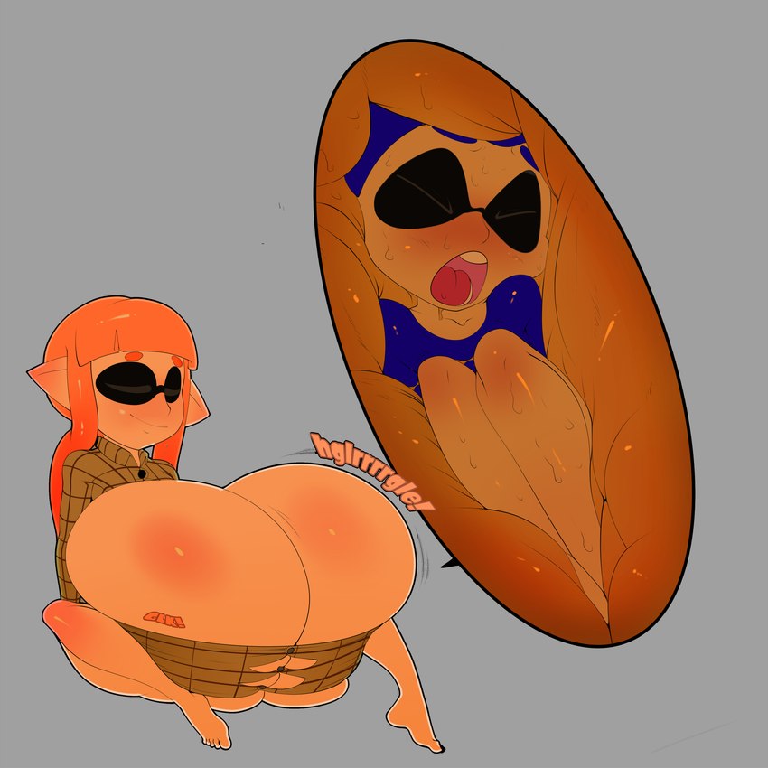 barefoot big_breasts blue_hair breast_vore breasts eyes_closed feet female female_pred grey_background hair huge_breasts humanoid_pointy_ears male male_prey open_mouth orange_hair pseudo_hair simple_background smile tentacle_hair tentacles unwilling_prey vore willing_pred theboogie nintendo splatoon inkling_boy inkling_girl animal_humanoid cephalopod cephalopod_humanoid coleoid decapodiform humanoid inkling marine marine_humanoid mollusk mollusk_humanoid squid squid_humanoid absurd_res hi_res