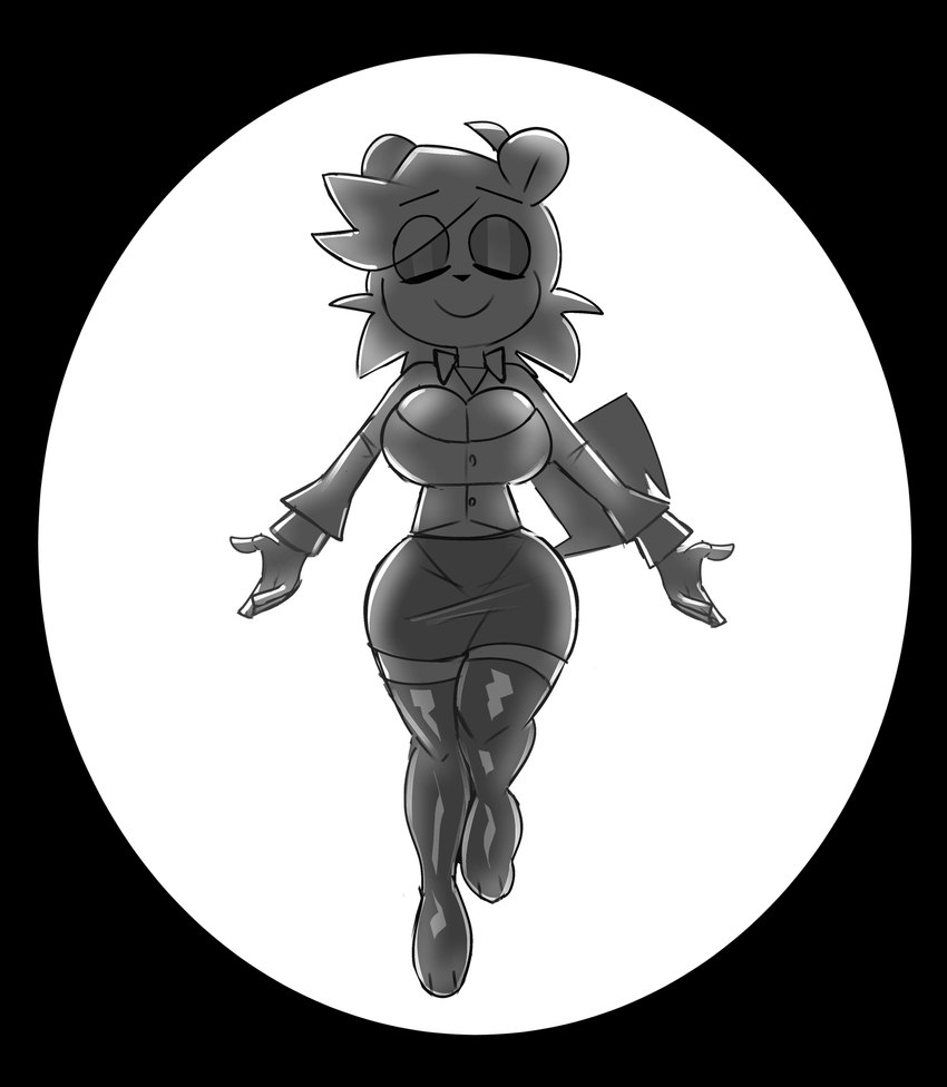 3_toes anthro big_breasts bottomwear breasts clothed clothing dress_shirt feet female fur hair office_lady pencil_skirt shirt simple_background skirt smile solo tail toes topwear buxy nano_(buxy) mammal rodent sciurid 2023 absurd_res digital_drawing_(artwork) digital_media_(artwork) greyscale hi_res monochrome