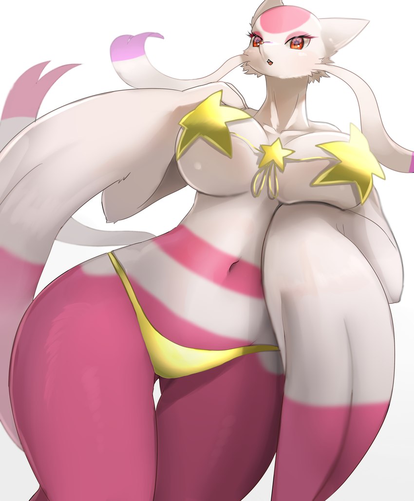 anthro big_breasts bikini breasts clothing female solo swimwear two-piece_swimsuit hopping4 nintendo pokemon generation_5_pokemon mienshao pokemon_(species) shiny_pokemon absurd_res hi_res