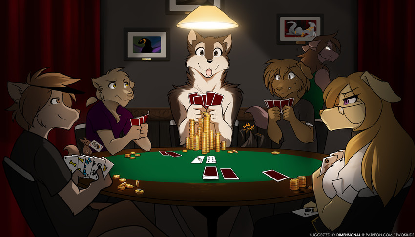 brutus, erilas, sythe, zen, mrs. nibbly, and etc (dogs playing poker and etc) created by tom fischbach