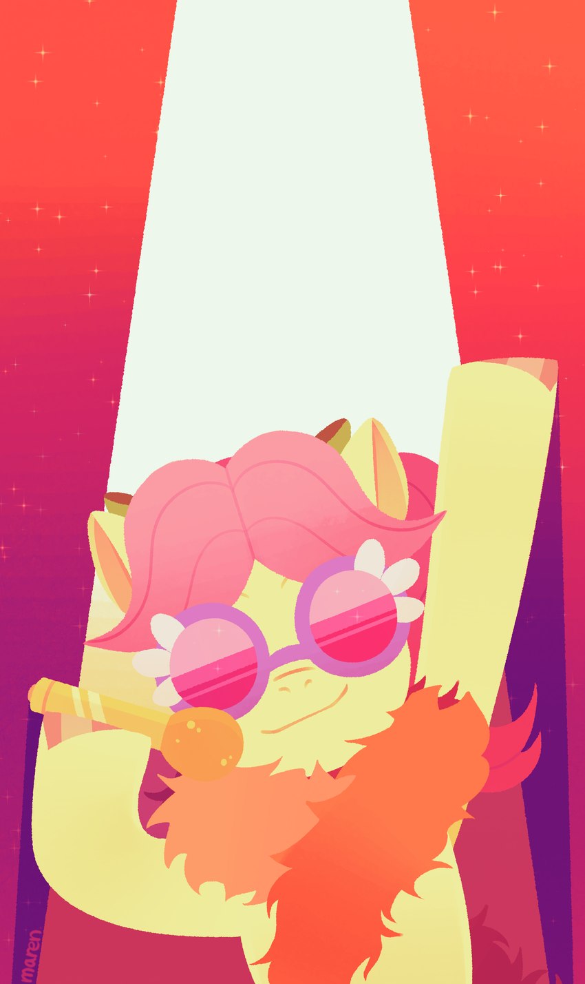 electronics eyewear feather_boa female feral hair microphone pink_hair solo spotlight sunglasses marenlicious hasbro mlp_g5 my_little_pony posey_(g5) earth_pony equid equine horse mammal pony absurd_res hi_res