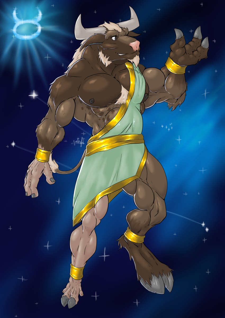 anthro astrology clothed clothing cuffs_(clothing) digitigrade hooves male mid_transformation muscular nipples simple_background solo transformation valensfd european_mythology greek_mythology mythology bovid bovine mammal minotaur mythological_creature digital_media_(artwork) hi_res