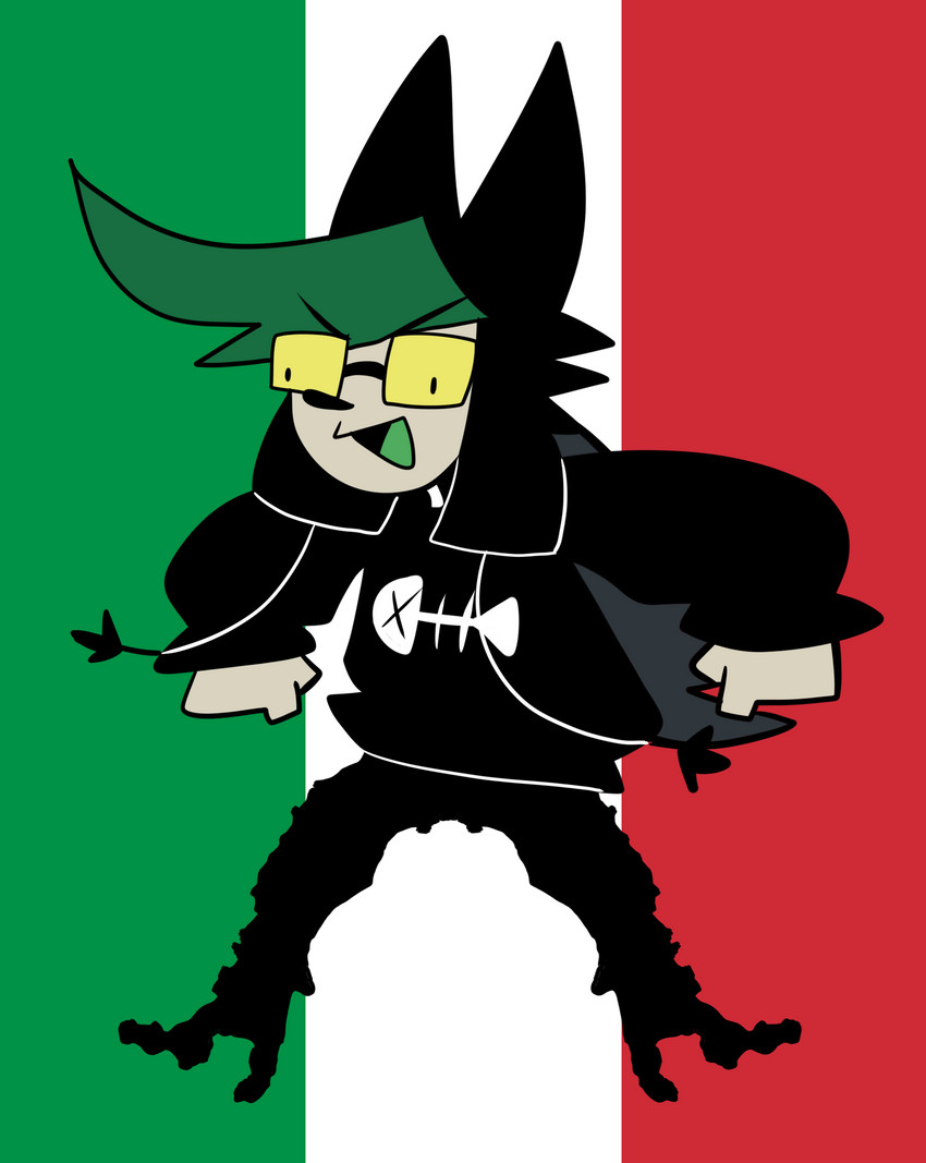 anthro clothing eyewear glasses green_hair hair hat headgear headwear italian_flag italy male rectangular_glasses solo tan_body synnibear03 skrill_(twisted-doctor) domestic_cat felid feline felis mammal 2020 hi_res