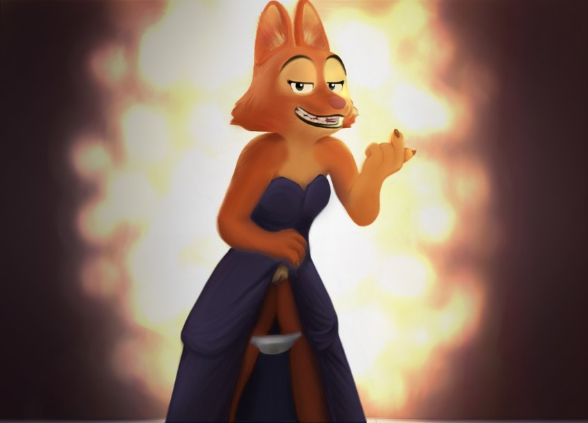 anthro clothing female genitals half-closed_eyes narrowed_eyes panties pussy seductive solo underwear idel dreamworks the_bad_guys diane_foxington canid canine fox mammal 2023 hi_res