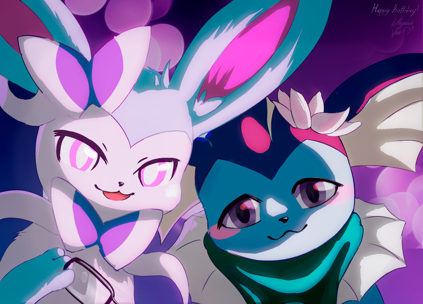 3_toes ambiguous_gender clothed clothing duo eyewear feet feral flower glasses paws plant simple_background toes utopianvee nintendo pokemon deltra hiroyko canid canine eeveelution generation_1_pokemon generation_6_pokemon mammal pokemon_(species) sylveon vaporeon bust_portrait digital_media_(artwork) hi_res portrait nonbinary_(lore)