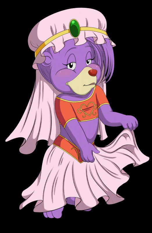 anthro clothed clothing female fur partially_clothed purple_body purple_fur simple_background solo sugarnhoney disney gummi_bears fan_character bear mammal alpha_channel digital_media_(artwork) hi_res