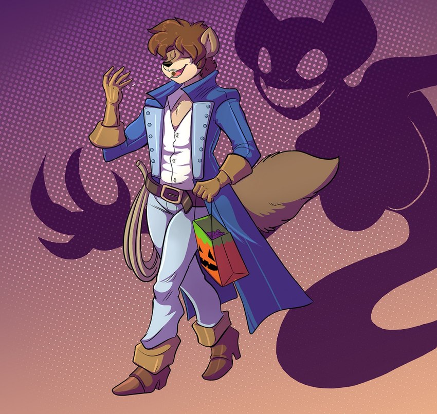 anthro belt boots breasts brown_hair clothing coat cosplay duo female footwear gloves hair handwear holidays male shirt shoes smile topwear whip jaeh castlevania halloween konami deiser richter_belmont canid canine canis domestic_dog ghost mammal spirit succubus 2014 hi_res