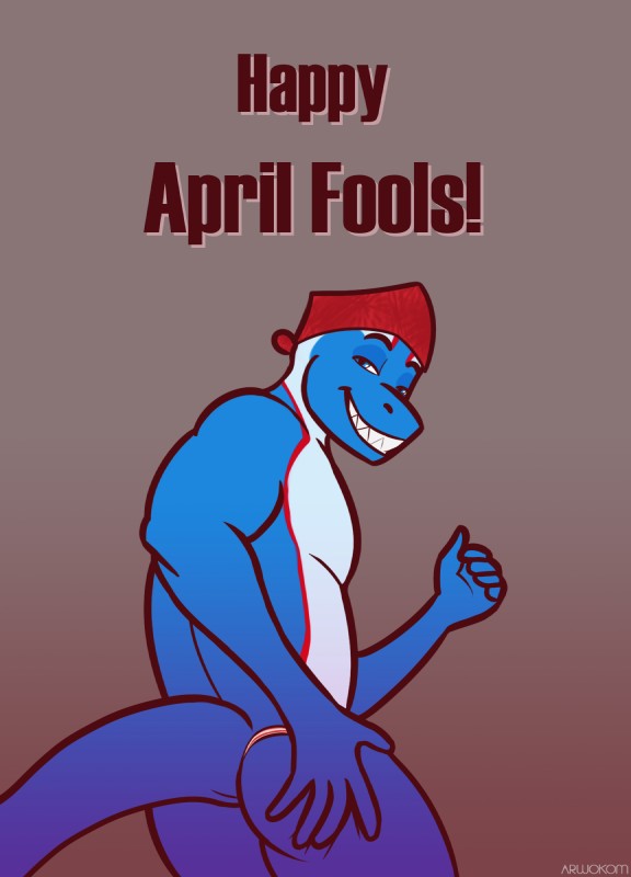 anthro butt butt_pose clothed clothing cosplay flexing hand_on_butt holidays kerchief looking_at_viewer male partially_clothed pose solo arwokom april_fools'_day real_world ricardo_dancin' ricardo_milos scalie hi_res meme