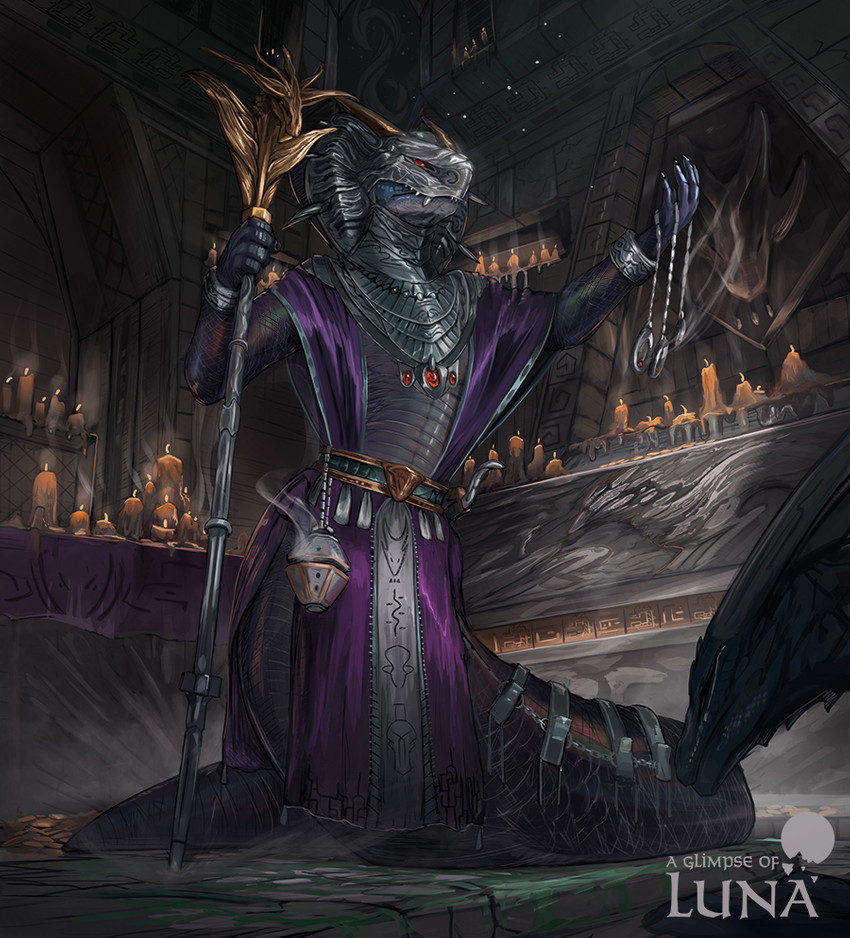 ambiguous_gender anthro apode belt bowing bracelet candle censer ceremony clothed clothing dagger detailed_background duo dust empty_eyes eyes_closed fire gem glistening glistening_clothing gold_(metal) grey_body grey_scales holding_object holding_staff horn inside iridescent iridescent_scales jewelry legless lit_candle male mask melee_weapon priest red_eyes relief_sculpture religious_clothing ruby_(gem) scales sculpture serpentine sheathed_weapon silver_(metal) silver_jewelry smoke snake_hood solo_focus staff temple weapon themefinland mythology draconcopode dragon mythological_creature mythological_scalie naga reptile scalie snake 2020 detailed digital_media_(artwork) full-length_portrait portrait