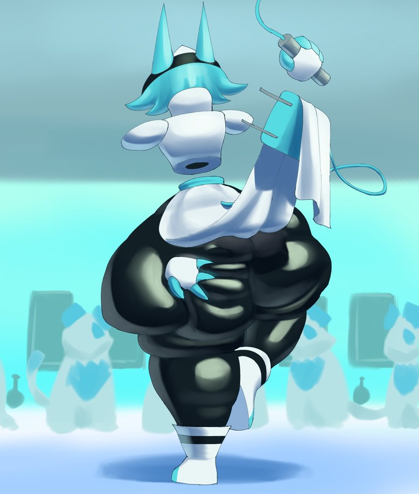 anthro big_butt biped boots bottom_heavy butt butt_focus butt_squish clothed clothing clothing_lift deep_skin dress dress_lift exercise female floating_hands footwear glistening glistening_body glistening_butt hand_on_butt hand_on_own_butt holding_object holding_whip huge_butt huge_hips huge_thighs inside machine on_one_leg overweight overweight_anthro overweight_female prehensile_tail presenting presenting_hindquarters shoes slit_dress solo spread_butt spreading squish standing tail thick_thighs whip wide_hips cro-iba deltarune undertale_(series) tasque_manager darkner felid feline mammal robot tasque 2021 digital_drawing_(artwork) digital_media_(artwork) full-length_portrait hi_res portrait