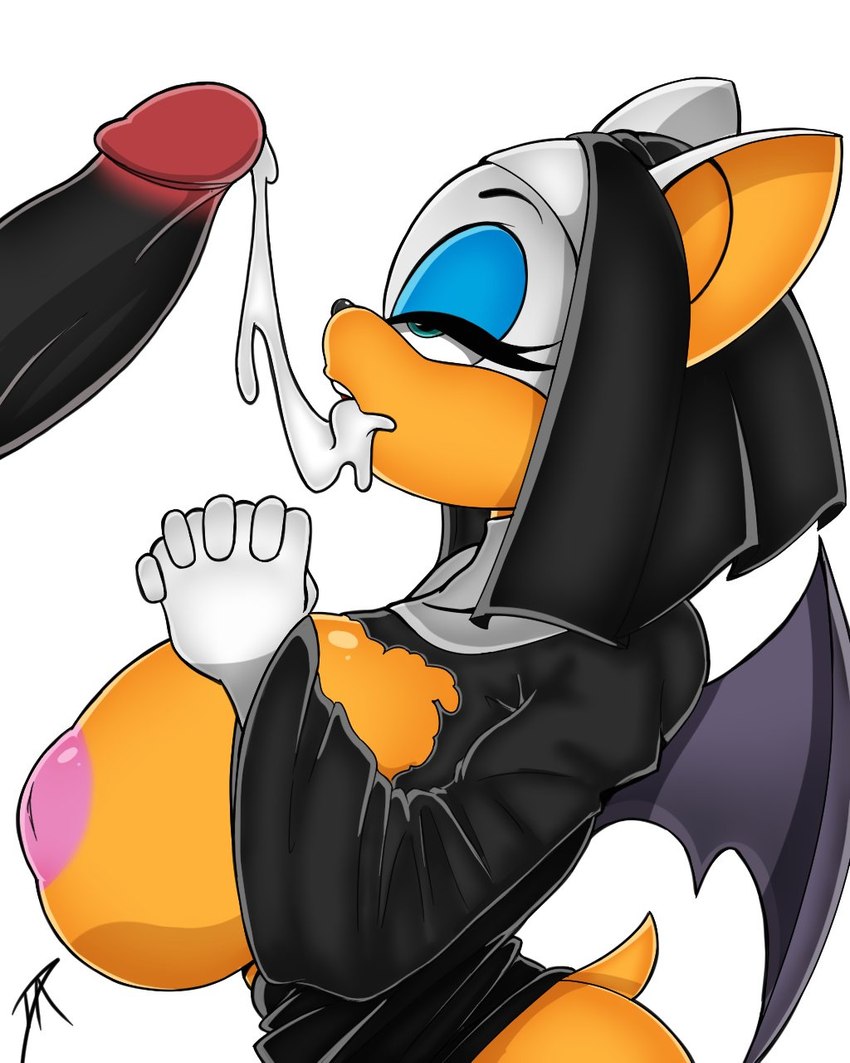 anthro big_breasts bodily_fluids breasts cum cum_in_mouth cum_inside duo female genital_fluids genitals humanoid_genitalia humanoid_penis inverted_nipples male male/female mostly_offscreen_character nipples nun opaque_cum penis wings dalley-the-alpha sega sonic_the_hedgehog_(series) rouge_the_bat rouge_the_nun shadow_the_hedgehog bat eulipotyphlan hedgehog mammal 4:5 hi_res