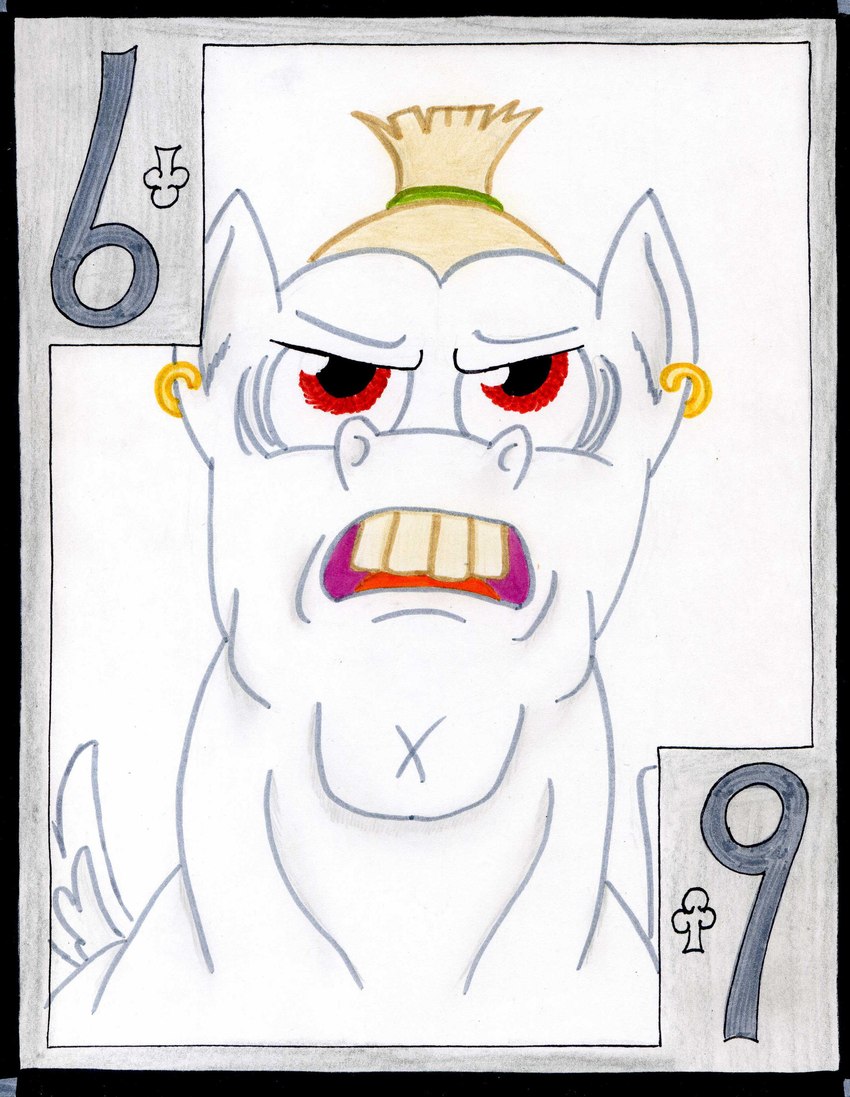 card card_template clubs_(suit) ear_piercing feathered_wings feathers hair male nine_of_clubs number piercing playing_card playing_card_template solo suit_symbol white_body white_feathers wings the1king friendship_is_magic hasbro my_little_pony mythology bulk_biceps_(mlp) equid equine mammal mythological_creature mythological_equine pegasus absurd_res hi_res traditional_media_(artwork)