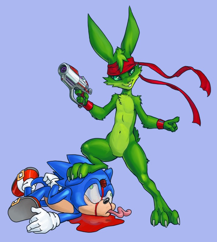 jazz jackrabbit and sonic the hedgehog (sonic the hedgehog (series) and etc) created by penseal