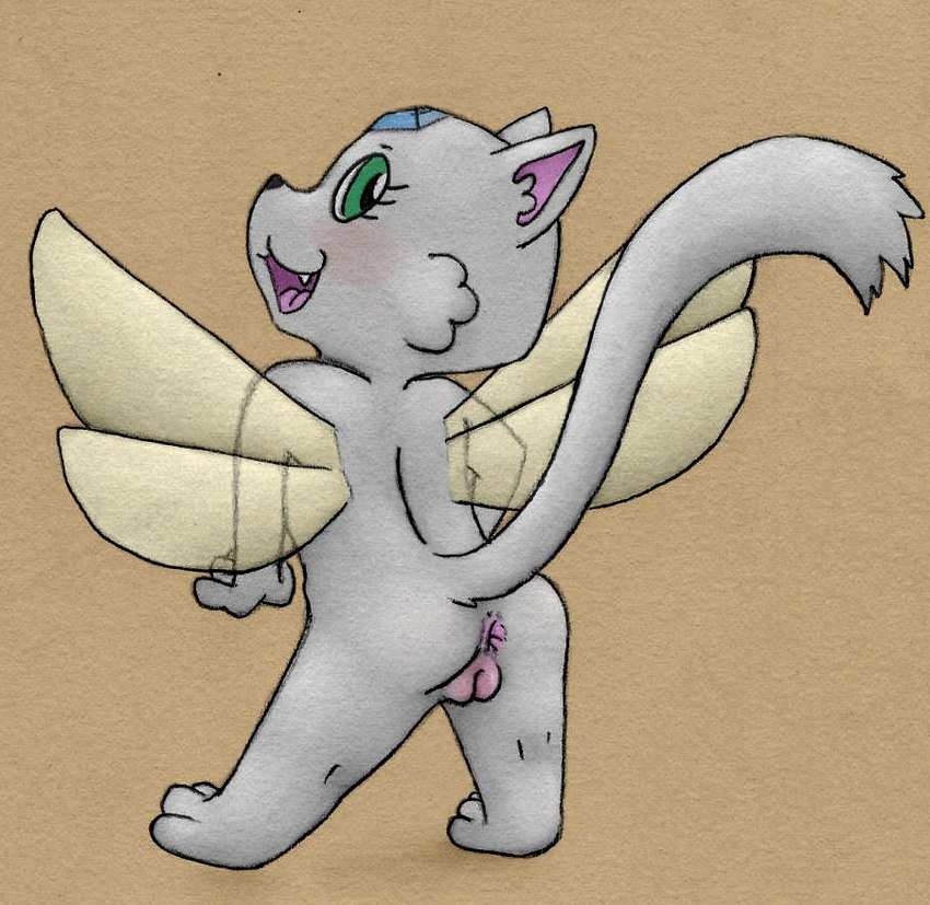 4_wings anthro anus biped black_nose butt cheek_tuft chibi facial_tuft female forehead_gem gem genitals green_eyes grey_body insect_wings looking_at_viewer looking_back looking_back_at_viewer multi_wing nude open_mouth open_smile presenting presenting_hindquarters pussy raised_tail rear_view simple_background smile solo standing tail teeth tongue tuft wings young animew disney star_vs._the_forces_of_evil baby_(svtfoe) domestic_cat fairy felid feline felis mammal 2024