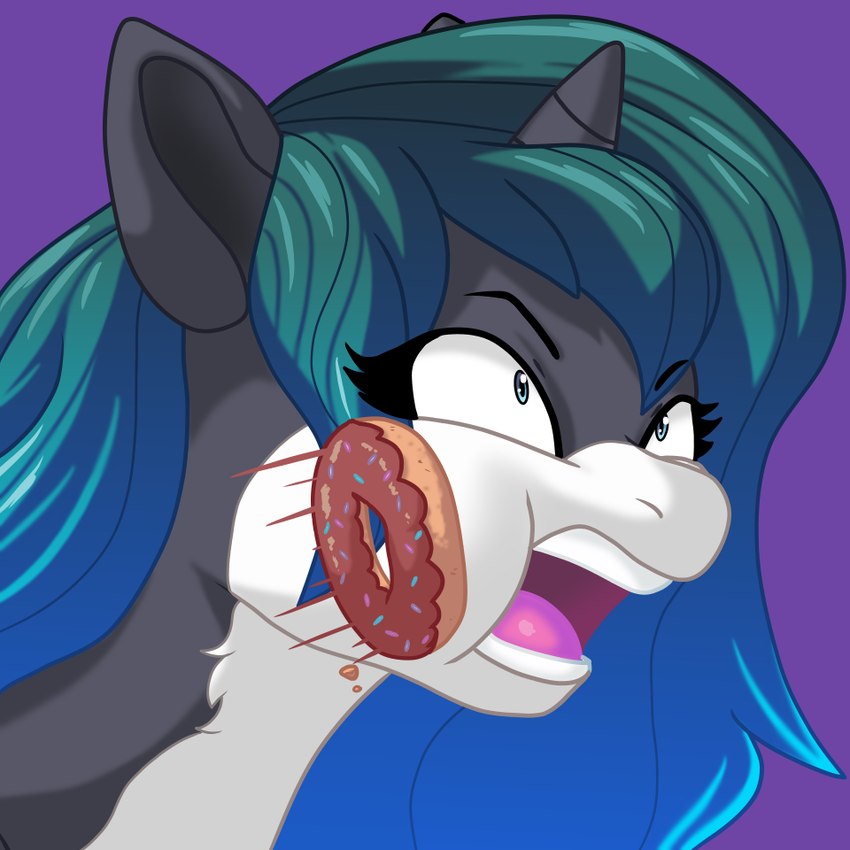 blue_eyes candy chocolate dessert doughnut female food fur hair horn markings multicolored_body multicolored_fur multicolored_hair pastry sprinkles hyperchibiabsol hasbro my_little_pony mythology fan_character jessica_(oc) equid equine mammal mythological_creature mythological_equine unicorn icon