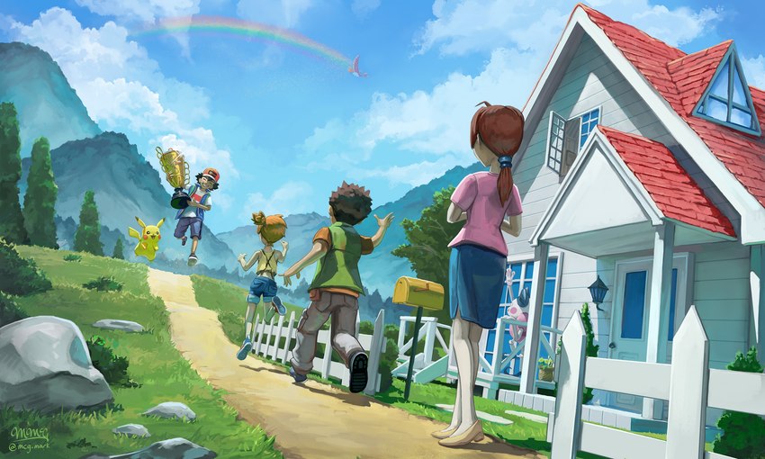 amazing_background award blue_sky clothing cloud detailed_background eyes_closed fence feral footwear grass group gym_leader high_heels looking_at_another mailbox monotone_body mountain multicolored_body open_mouth open_smile open_window path pink_body pink_clothing pink_shirt pink_topwear plant pupils quadruped rainbow rear_view rock scenery_porn shadow shirt shoes shrub sky smile sneakers topwear tree trophy two_tone_body white_body white_pupils yellow_body butt-berry nintendo pokemon ash's_pikachu ash_ketchum brock_(pokemon) delia_ketchum mimey_(pokemon) misty_(pokemon) generation_1_pokemon generation_2_pokemon ho-oh human legendary_pokemon mammal mr._mime pikachu pokemon_(species) cloudy_(disambiguation) 5:3 detailed hi_res signature