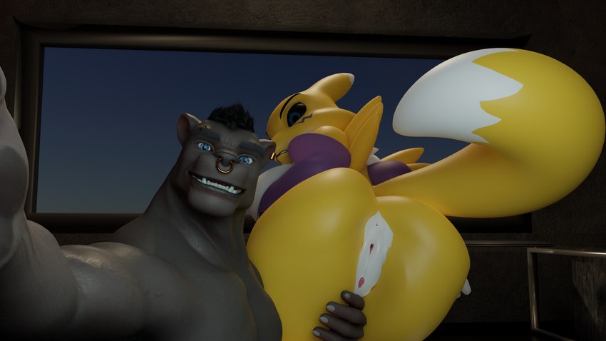 anthro camera duo ear_piercing facial_piercing female genitals holding_camera holding_object looking_at_viewer looking_mad male male/female melanistic nose_piercing nose_ring piercing presenting presenting_pussy pussy ring_piercing selfie septum_piercing septum_ring saltysweets bandai_namco digimon ubzerd_(character) canid digimon_(species) felid mammal pantherine renamon 16:9 3d_(artwork) 4k absurd_res digital_media_(artwork) hi_res huge_filesize widescreen