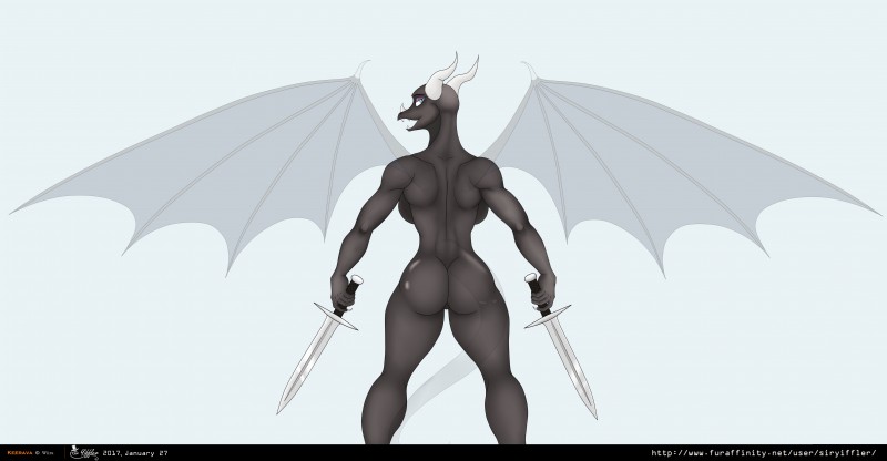 anthro athletic back_muscles breasts butt exercise female looking_at_viewer looking_back melee_weapon muscular muscular_anthro muscular_female non-mammal_breasts nude open_mouth side_boob solo standing sword weapon wings workout yiffler mythology keerava_(wiira) dragon mythological_creature mythological_scalie scalie absurd_res digital_media_(artwork) hi_res