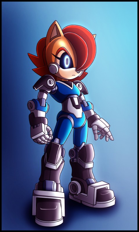 anthro armor black_border blue_background blue_eyes border breasts brown_body eyebrows eyelashes female machine multicolored_body simple_background solo tan_body zeiram0034 archie_comics sega sonic_the_hedgehog_(archie) sonic_the_hedgehog_(comics) sonic_the_hedgehog_(series) mecha_sally sally_acorn chipmunk ground_squirrel mammal robot rodent sciurid absurd_res hi_res