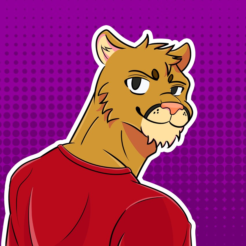 anthro clothing male purple_background red_clothing red_shirt red_topwear shirt simple_background solo topwear neruk cougar felid feline mammal absurd_res hi_res icon