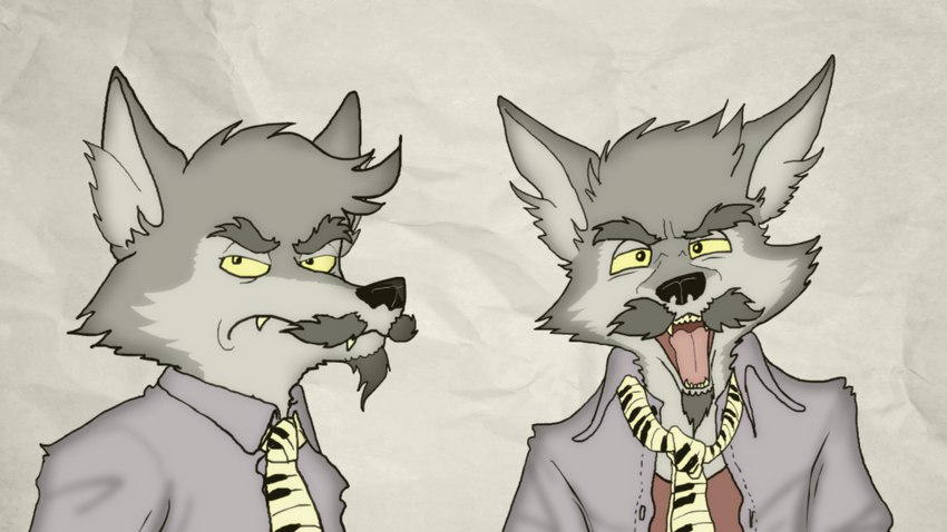 angry anthro black_eyes black_nose clothing dress_shirt eyebrows facial_hair fangs fur goatee grey_body grey_fur looking_at_viewer male mature_anthro mustache necktie shirt simple_background solo teeth thick_eyebrows topwear yellow_sclera fredryk_phox sleazy_(wolfie) canid canine canis mammal wolf 16:9 2014 widescreen