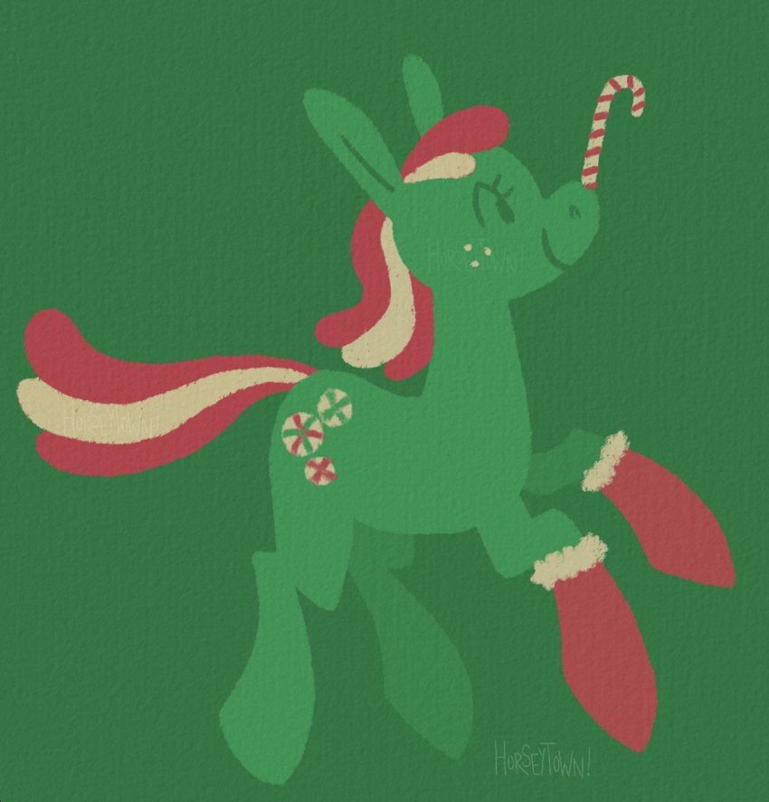 balancing candy candy_cane christmas_clothing clothing cutie_mark dessert dot_eyes eyelashes female feral food footwear freckled_face freckles fur green_background green_body green_eyes green_fur green_hooves holidays hooves long_tail mane multicolored_mane multicolored_tail pre-g4 quadruped raised_leg red_clothing red_footwear red_mane red_socks red_tail side_view simple_background smile socks solo tail unguligrade white_freckles white_mane white_tail greengrizz christmas hasbro mlp_g3 my_little_pony minty_(mlp_g3) earth_pony equid equine horse mammal pony 2022 artist_name digital_drawing_(artwork) digital_media_(artwork) flat_colors