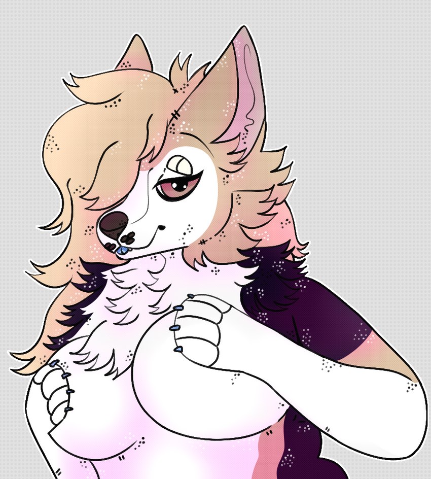 anthro big_breasts blonde_hair breasts brown_eyes female fish_tail growth hair long_hair self_censorship simple_background solo zapodawgz ymbren canid canine canis domestic_dog herding_dog hybrid mammal pastoral_dog welsh_corgi