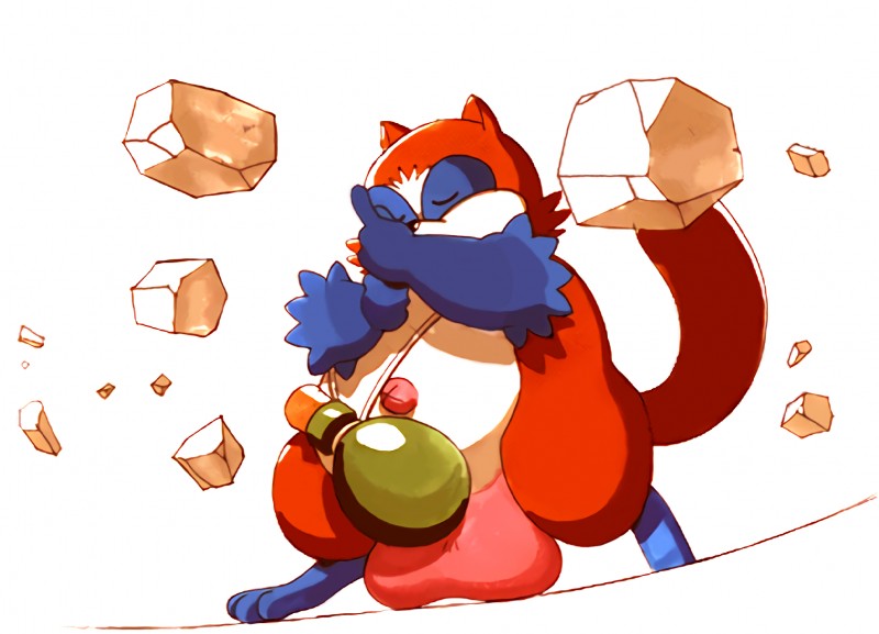 balls big_balls bottle concentrating container eyes_closed genitals male navel nude outie_navel rock semi-anthro solo unknown_artist gradius parodius tanuko canid canine mammal raccoon_dog tanuki hi_res official_art