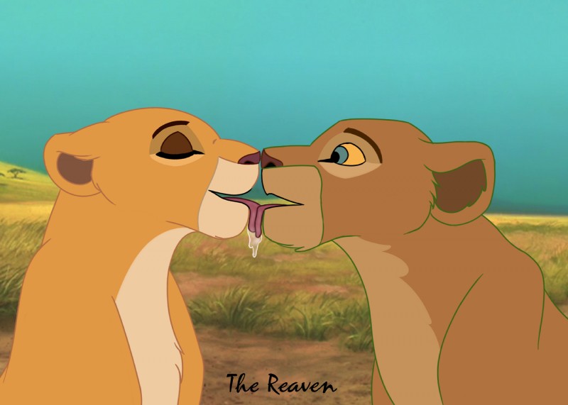 duo eyes_closed female female/female feral french_kissing grass kissing looking_at_another plant simple_background sky tongue thereaven disney the_lion_king kiara_(the_lion_king) nala_(the_lion_king) felid lion mammal pantherine hi_res incest_(lore) mother_(lore) parent_(lore)