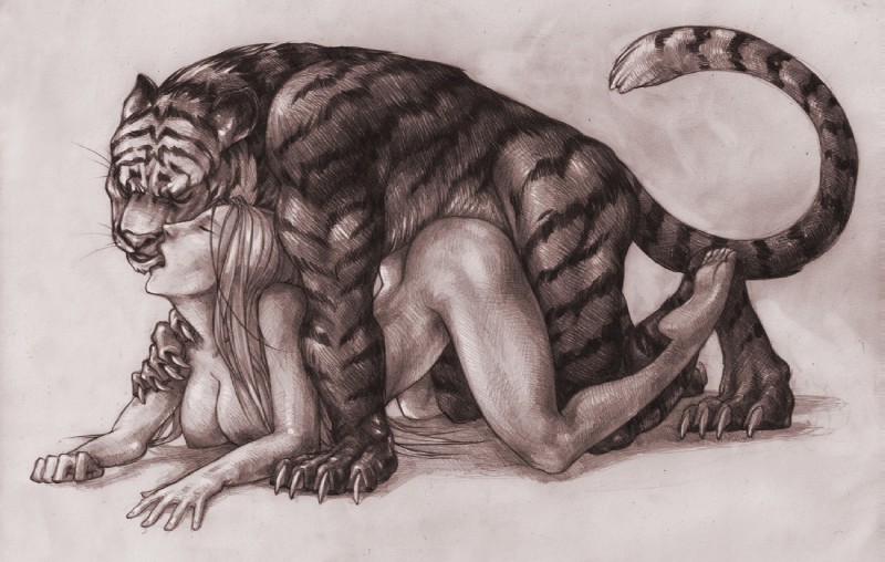 all_fours anthro anthro_penetrating anthro_penetrating_female anthro_penetrating_human bent_over breasts duo eyes_closed female female_on_anthro female_penetrated from_behind_position fur hair human_on_anthro human_penetrated interspecies light_body light_skin long_hair male male/female male_on_human male_penetrating male_penetrating_female male_penetrating_human mounting nipples open_mouth orgasm penetration sex tail harag ezzleo kathleen russ felid human mammal pantherine tiger 2009 monochrome