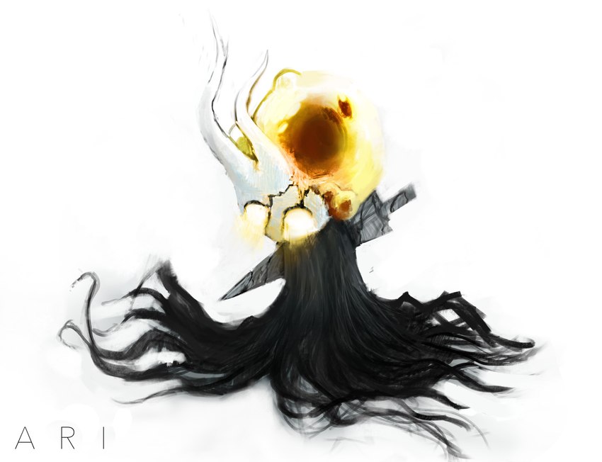 ambiguous_gender black_cloak black_clothing cloak clothed clothing empty_eyes front_view glowing glowing_eyes horn nail_(weapon) possession simple_background solo standing tentacle_clothing weapon_on_back white_background white_eyes yellow_glow ari_ibarra hollow_knight team_cherry broken_vessel_(hollow_knight) the_infection_(hollow_knight) animal_humanoid arthropod arthropod_humanoid goo_creature humanoid infected_(species) insect insect_humanoid 2017 hi_res