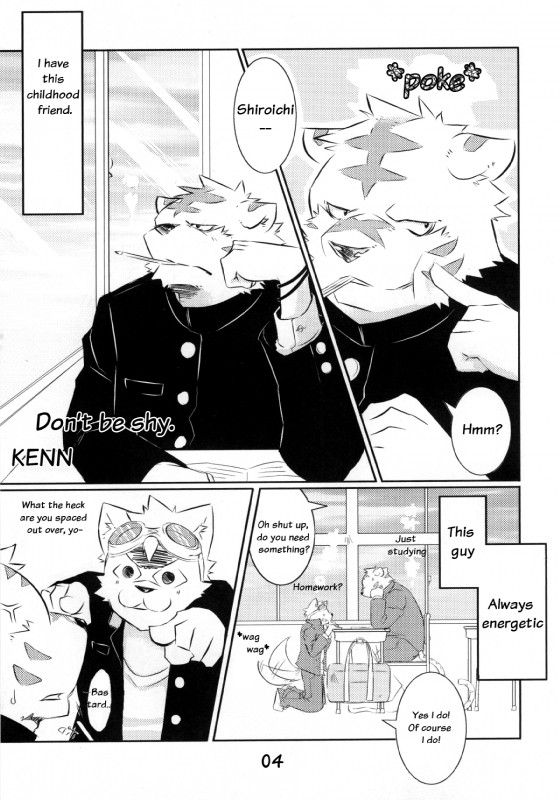 anthro dialogue duo eyewear goggles male tail tail_motion tailwag text kenn third-party_edit canid canine canis domestic_dog felid mammal pantherine tiger comic english_text greyscale hard_translated hi_res monochrome translated translation_edit