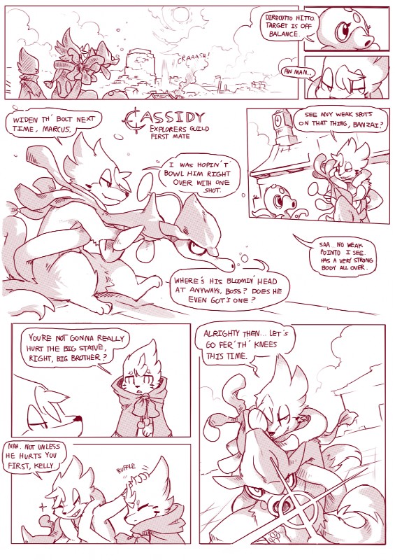 building cloak clothing dialogue female fight male scarf siphon_(anatomy) sitting smile smoke text young sheer_(artist) nintendo pmd-unity pokemon banzai_(sheer) cassidy_(sheer) kelly_(sheer) marcus_(pmd-unity) buizel cephalopod floatzel generation_2_pokemon generation_4_pokemon generation_6_pokemon marine mollusk octillery pokemon_(species) skrelp comic english_text hi_res monochrome brother_(lore) brothers_(lore) sibling_(lore)