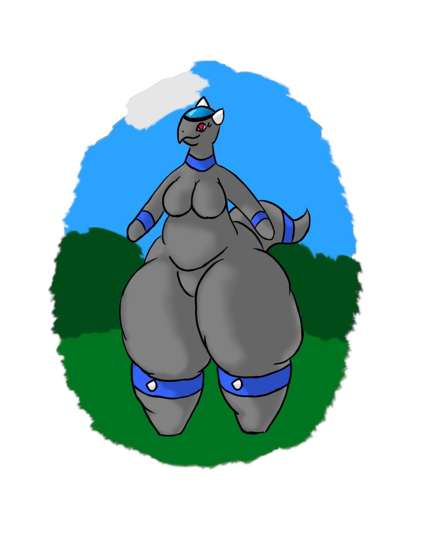 anthro black_body breasts female non-mammal_breasts red_eyes solo spikes spikes_(anatomy) tail thick_thighs wide_hips jovi_cap nintendo pokemon fossil_pokemon generation_4_pokemon pokemon_(species) rampardos hi_res