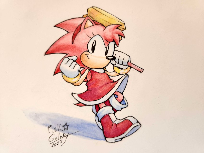 amy rose and classic amy rose (sonic the hedgehog (series) and etc) created by thepinkgalaxy