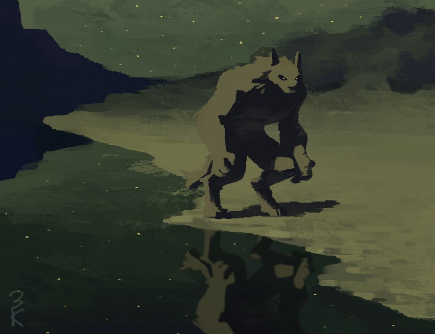 anthro lake looking_at_viewer male mountain muscular muscular_male nude reflection river riverbank solo standing 3000vnd mythology canid canine canis mammal mythological_canine mythological_creature werecanid werecanine werecreature werewolf wolf hi_res