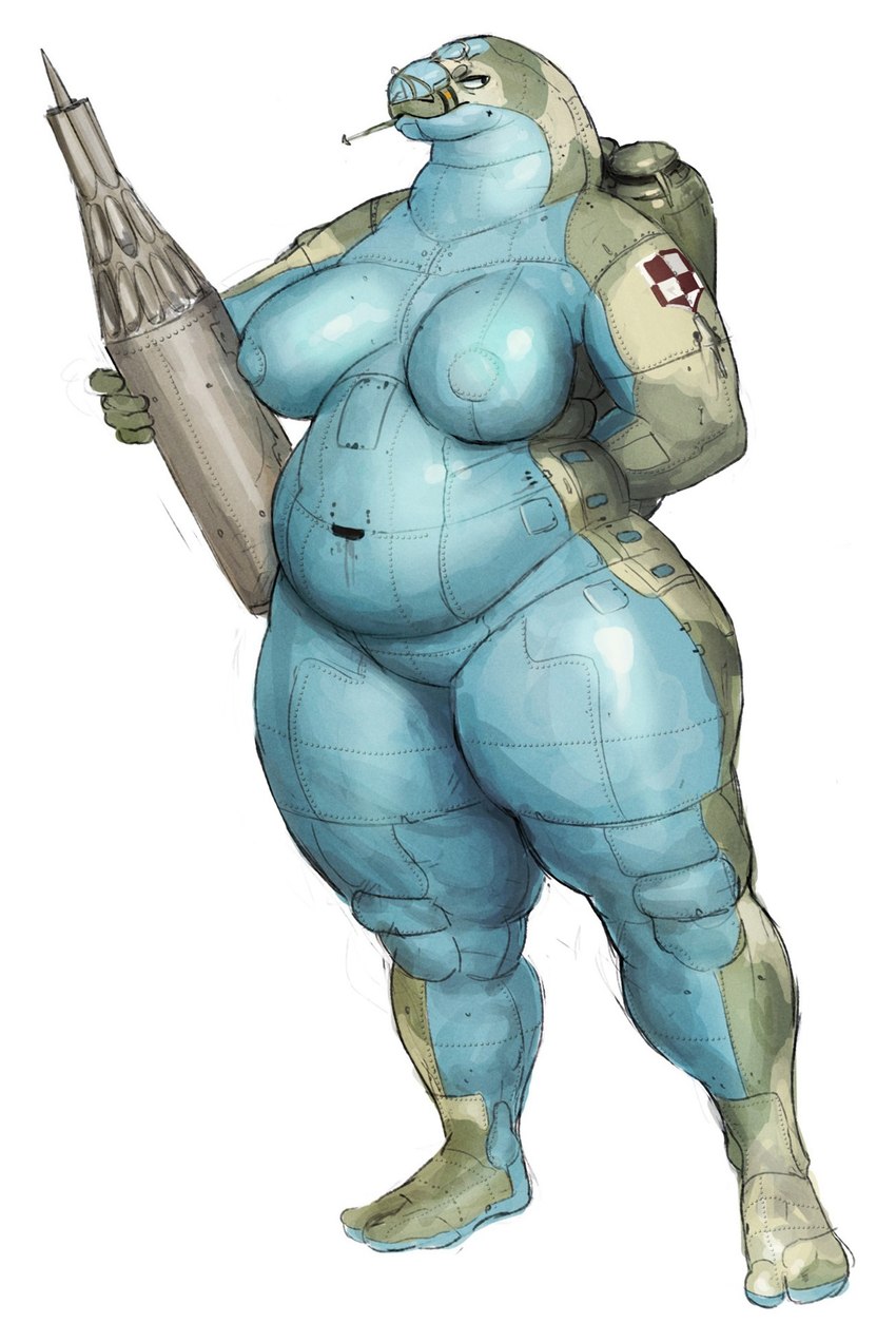 aircraft anthro belly breasts featureless_crotch female holding_object holding_weapon machine mi-24 missile_launcher navel nipples nude overweight overweight_anthro overweight_female polish_air_force_checkerboard simple_background solo standing vehicle weapon white_background cettus mil_moscow_helicopter_plant yeka_(cettus) aircraft_humanoid living_aircraft living_machine living_vehicle 2022 hi_res