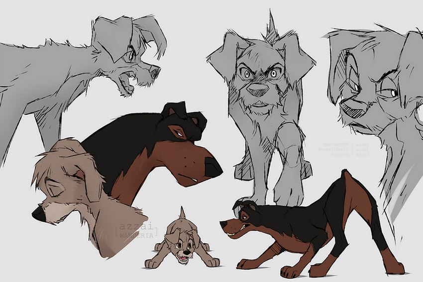 buster and scamp (lady and the tramp and etc) created by azzai