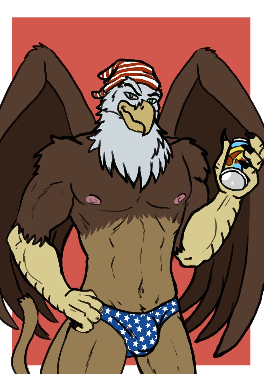 american_flag_clothing anthro beverage_can biped bulge clothed clothing detailed_bulge male male_anthro muscular muscular_anthro muscular_male nipples partially_clothed pose solo speedo swimwear wings balamoo mythology luke_(minotaur_hotel) accipitrid accipitriform avian bald_eagle bird cougar eagle felid feline gryphon mammal mythological_avian mythological_creature sea_eagle 2024 colored digital_drawing_(artwork) digital_media_(artwork) hi_res pinup sketch