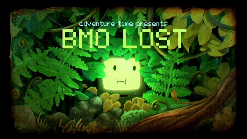 ambiguous_gender corkscrew_albuca detailed_background dot_eyes fern leaf machine not_furry screen screen_face simple_eyes solo text title title_card toony unknown_artist adventure_time cartoon_network bmo mo_(adventure_time) robot 16:9 english_text hi_res official_art widescreen