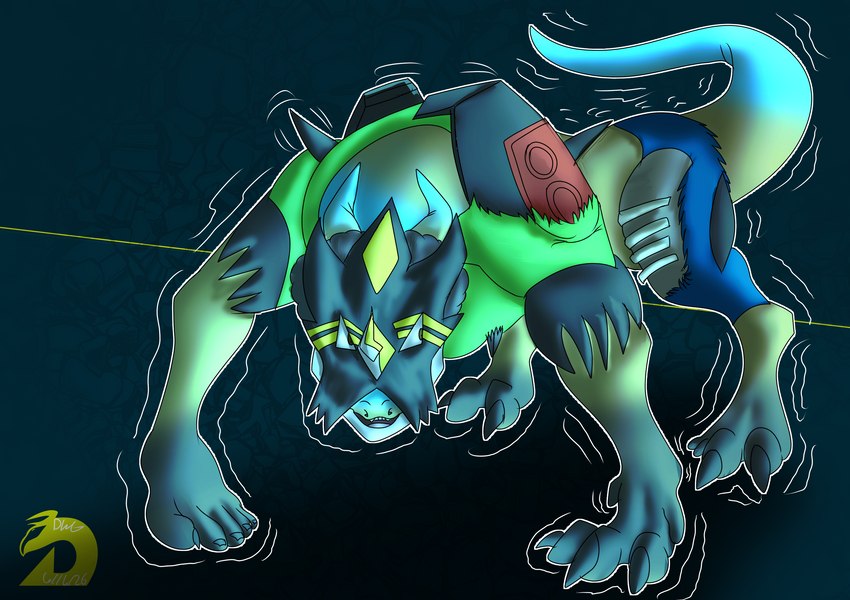 after_transformation feral male solo species_transformation transformation dragonwithgames bandai_namco digimon digimon_(species) raidramon reptile scalie absurd_res hi_res