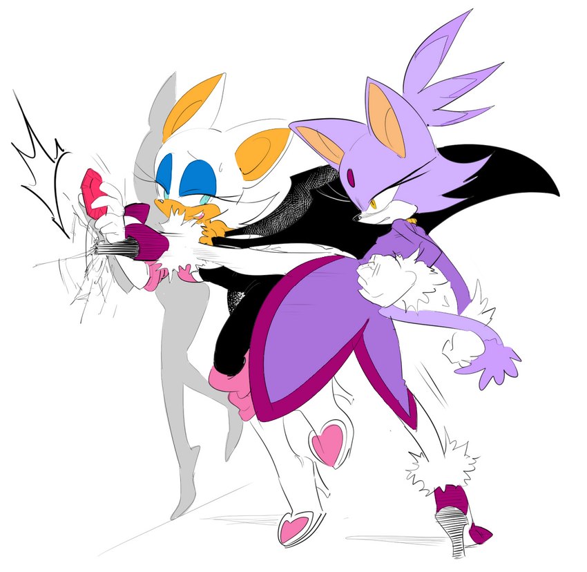 blaze the cat and rouge the bat (sonic the hedgehog (series) and etc) created by unknown artist