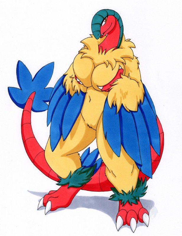 anthro anthrofied breasts claws feathered_wings feathers female non-mammal_breasts nude pokemorph solo wings tierafoxglove nintendo pokemon archeops avian fossil_pokemon generation_5_pokemon pokemon_(species) hi_res