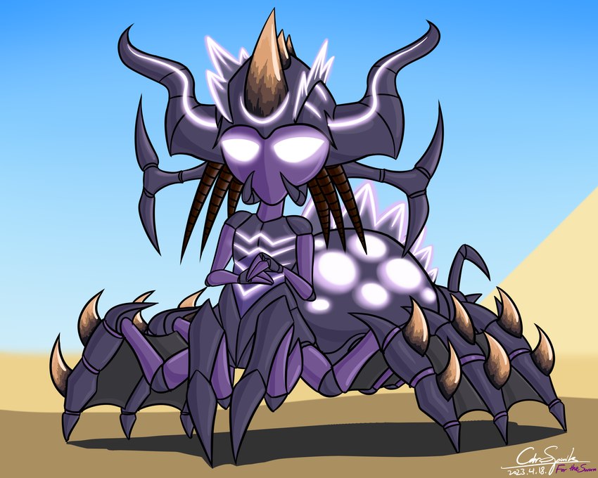 desert female glowing glowing_eyes solo cdrspark blizzard_entertainment starcraft zagara_(starcraft) humanoid taur zerg zerg_queen_(starcraft) 5:4 absurd_res hi_res