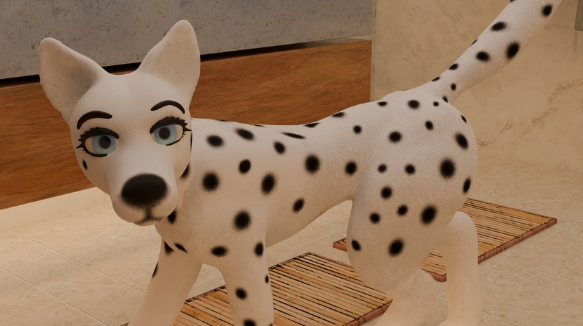 female feral fur looking_at_viewer markings scenery spots thick_thighs white_body wide_hips avulous 101_dalmatians disney perdita canid canine canis dalmatian domestic_dog mammal 3d_(artwork) absurd_res digital_media_(artwork) hi_res