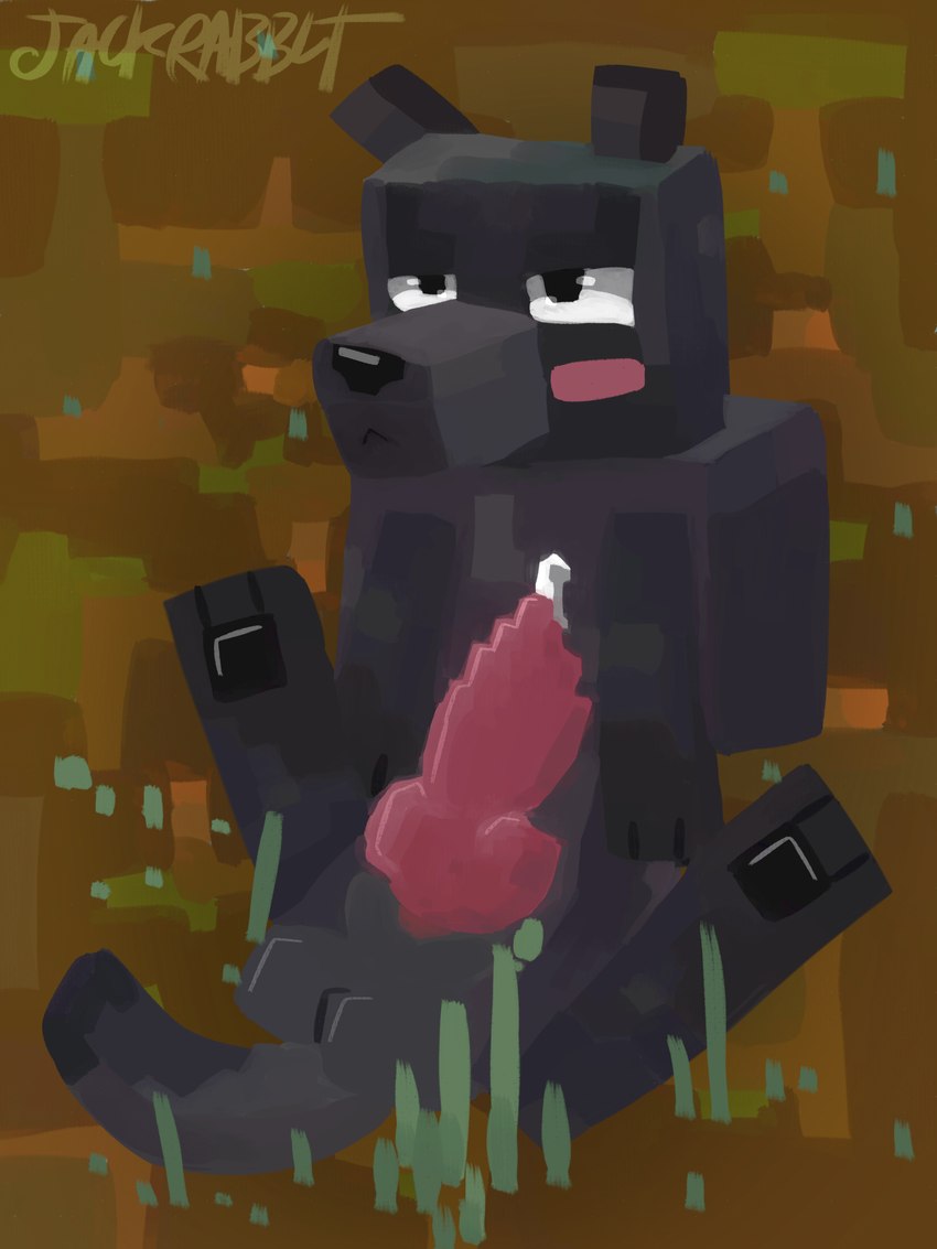 :< animal_genitalia animal_penis balls black_body black_eyes black_fur black_nose black_pawpads blush bodily_fluids canine_genitalia canine_penis detailed_background dirt_floor feral fur genital_fluids genitals glistening glistening_balls glistening_eyes glistening_genitalia glistening_nose glistening_pawpads glistening_penis grass knot looking_up male pawpads penis plant precum shadow sheath simplified_pawpads solo tail jackrabbit_(artist) microsoft minecraft mojang xbox_game_studios black_wolf_(minecraft) canid canine canis hybrid mammal wolf wolf_(minecraft) wolfdog 2024 3:4 absurd_res digital_media_(artwork) digital_painting_(artwork) hi_res ibispaint_(artwork) shaded signature