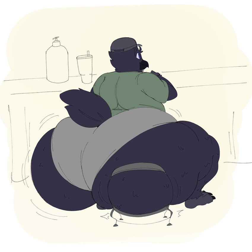 anthro baseball_cap beverage big_butt bottom_heavy bottomwear butt chair clothed clothing container cup curvy_figure detailed_background drinking_glass eyebrows furniture glass glass_container glass_cup hat head_tuft headgear headwear huge_butt huge_thighs hyper hyper_butt hyper_thighs looking_up male on_chair overweight overweight_male shirt shorts simple_background sitting smile solo tail tail_tuft thick_eyebrows thick_thighs topwear tuft tumbler voluptuous voluptuous_male white_background wobble wobbling sketchyboi08 david_(serbiansockfight) avian bird corvid corvus_(genus) crow mammal oscine passerine 1:1 absurd_res hi_res