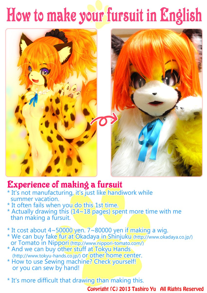 anthro breasts clothing costume female fur fursuit how-to markings real small_breasts solo spots spotted_body spotted_fur text tetetor-oort tirol domestic_cat felid feline felis mammal 2013 english_text hi_res multiple_images translated url