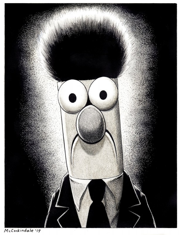 big_nose border clothing glowing hair looking_at_viewer necktie not_furry parody solo spiky_hair suit text where_is_your_god_now white_border bruce_mccorkindale eraserhead muppets the_muppet_show beaker_(muppets) henry_spencer_(character) muppet 2019 english_text greyscale hi_res monochrome redraw signature